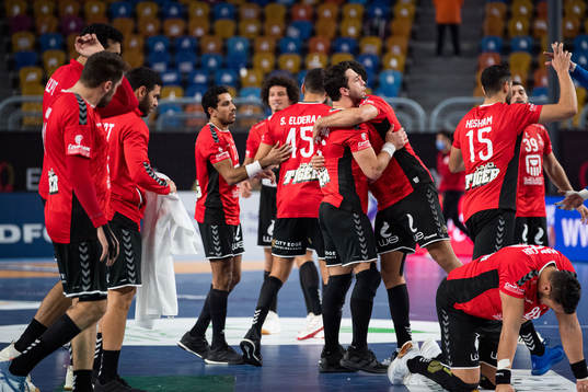 Players of Egypt celebrate