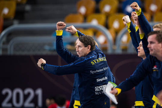 Glenn Solberg, head coach of Sweden celebrates