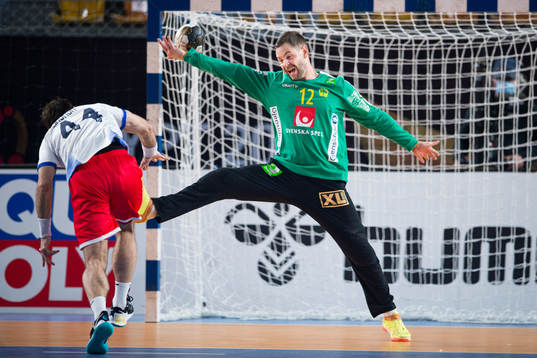 Goalkeeper Andreas Palicka of Sweden
