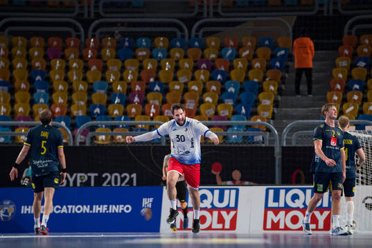 Aleksandr Ermakov of Russia celebrates