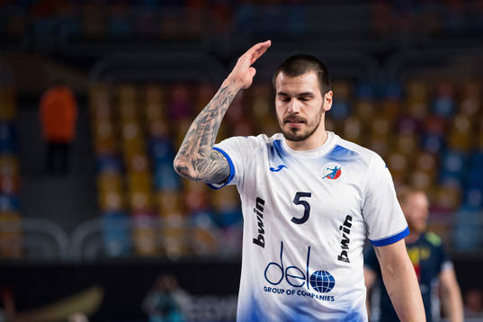 Dmitrii Kiselev of Russia looks dejected