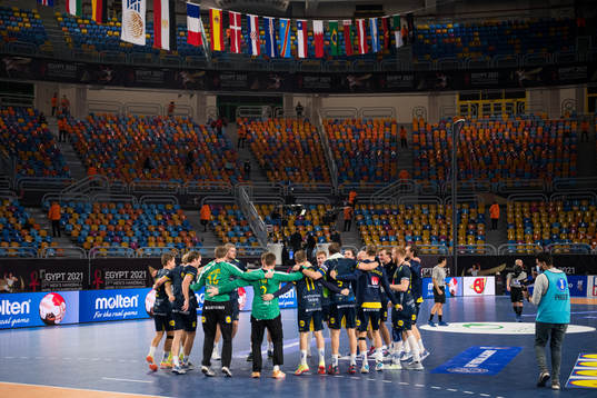 Players of Sweden celebrate