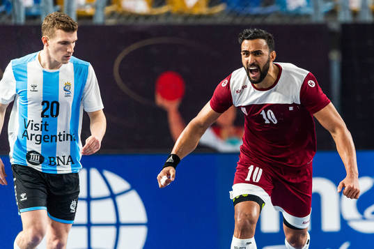 Frankis Marzo of Qatar celebrates