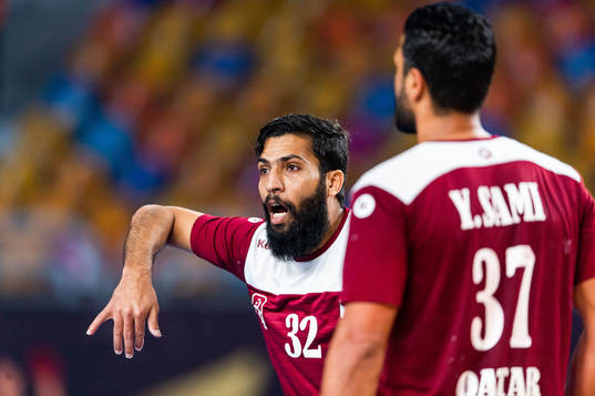 Ali Alderi of Qatar reacts