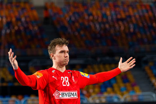 Lasse Andersson of Denmark reacts