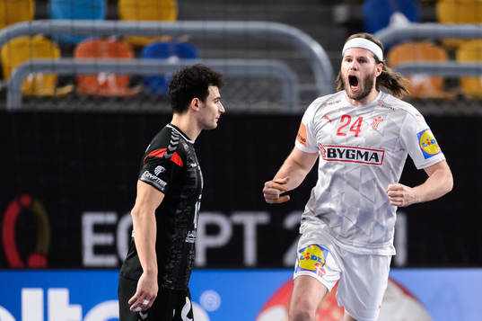 Mikkel Hansen of Denmark celebrates