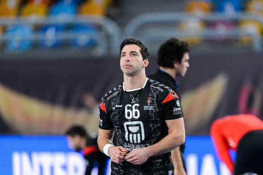 Ahmed Elahmar of Egypt looks dejected