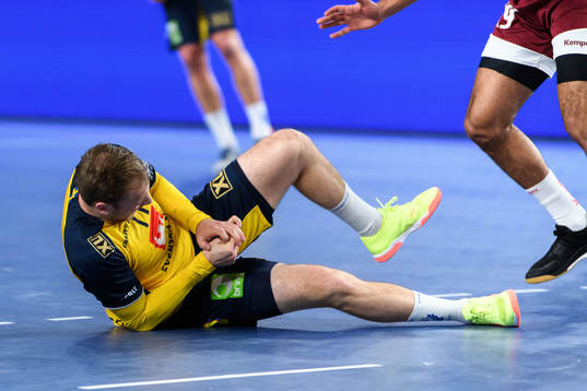 Daniel Pettersson of Sweden in pain