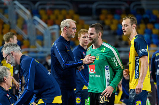 Mats Olsson, goalkeeper coach, and goalkeeper Andreas