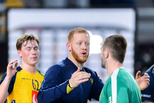 Albin Lagergren and goalkeeper Andreas Palicka of Sweden