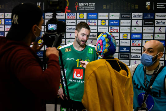 Goalkeeper Andreas Palicka of Sweden