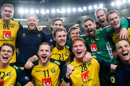 Players of Sweden celebrate
