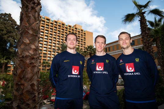 Felix Claar, goalkeeper Mikael Aggefors and Lukas Sandell