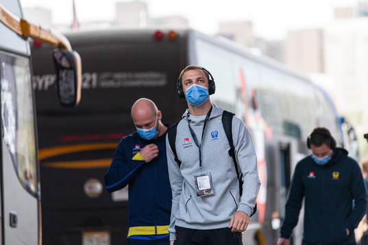Lukas Sandell of Sweden arrives to the arena