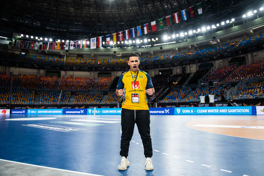 Omar Elwardany, team guide of Sweden, poses for a picture