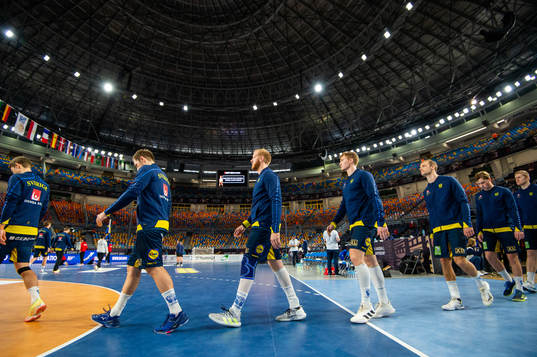 The Swedish team enters the arena