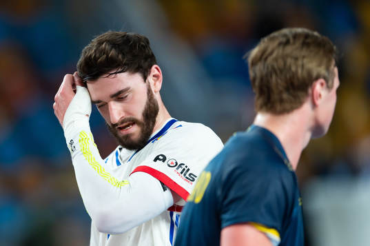 Ludovic Fabregas of France looks dejected