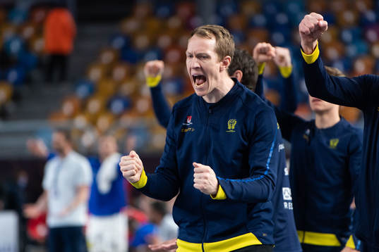 Goalkeeper Mikael Aggefors of Sweden celebrates