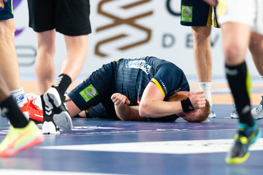 Jim Gottfridsson of Sweden in pain