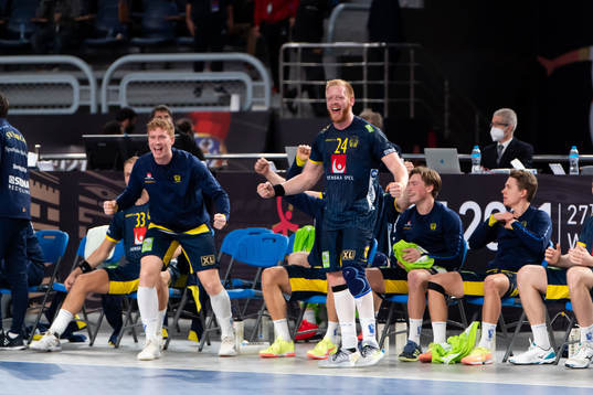 The Swedish players celebrate
