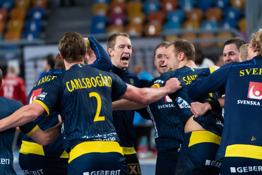 Goalkeeper Mikael Aggefors of Sweden celebrates
