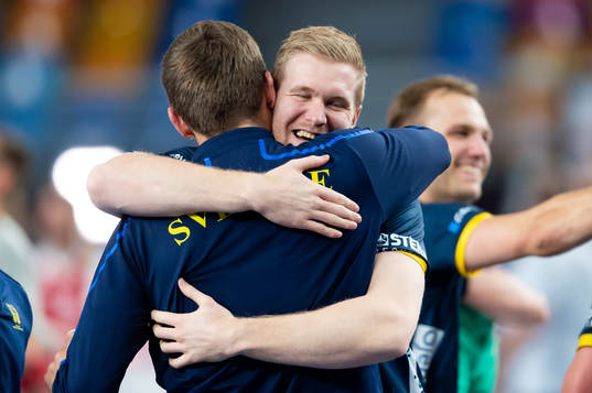 Anton Lindskog of Sweden celebrates