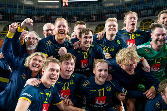 The Swedish players celebrate