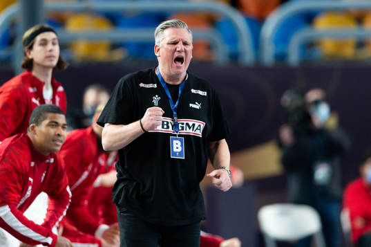 Nikolaj Jacobsen, head coach of Denmark celebrates