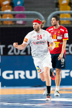 Mikkel Hansen of Denmark celebrates