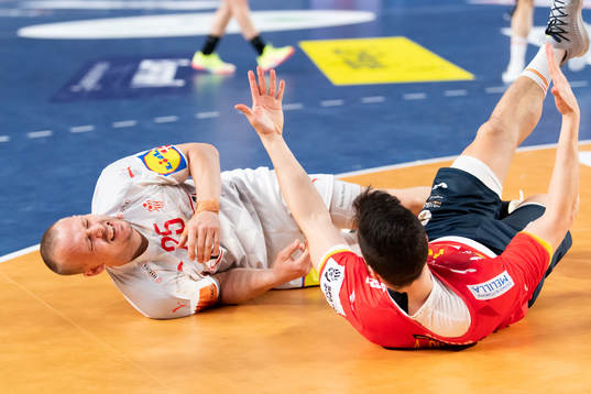 Morten Toft Olsen of Denmark in pain