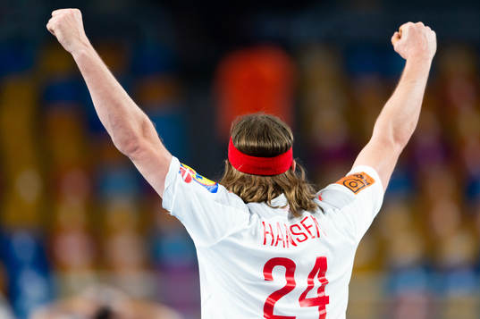 Mikkel Hansen of Denmark celebrates