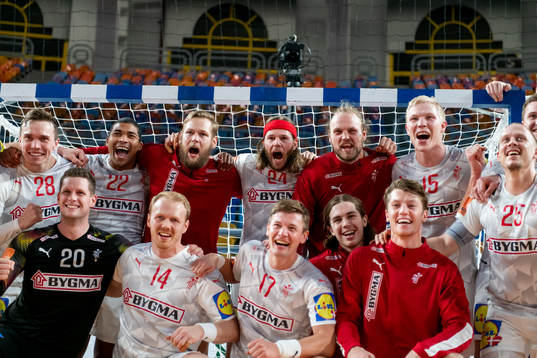 The Danish players celebrate