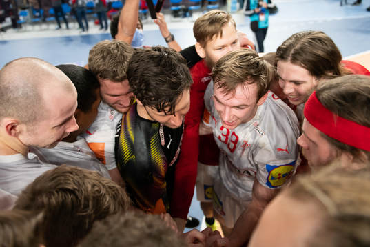 The Danish players celebrate