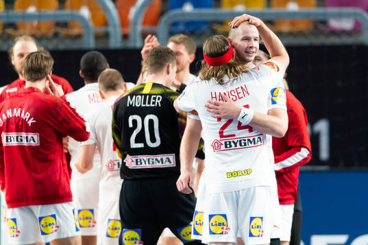 The Danish players celebrate