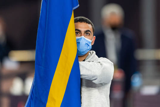 The Swedish flag bearer and team guide Omar Elwardany