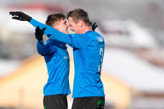 Halmstads Erik Ahlstrand och Alexander Berntsson jublar