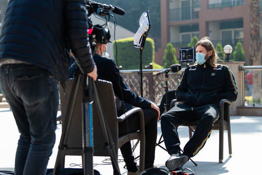 Mikkel Hansen is interviewed