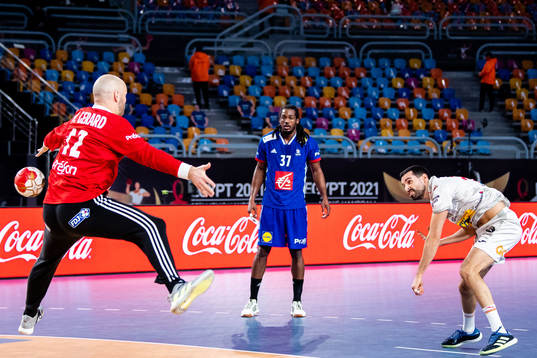 Goalkeeper Vincent Gerard of France saves a penalty from