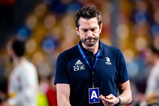 Guillaume Gille, head coach of France looks dejected