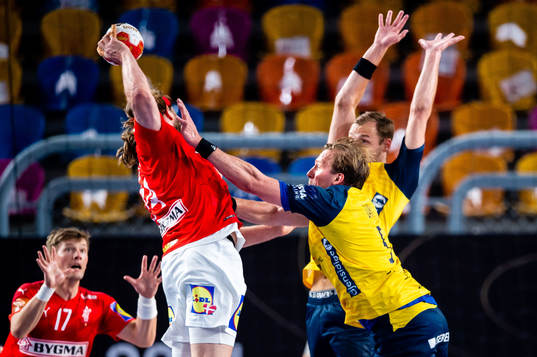 Max Darj of Sweden and Mikkel Hansen of Denmark