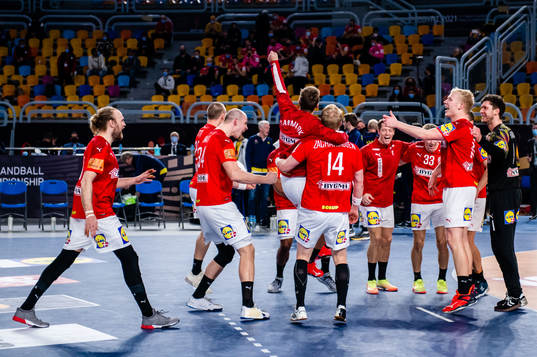 Players of Denmark celebrates