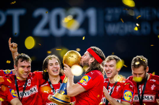 Mikkel Hansen of Denmark  celebrates