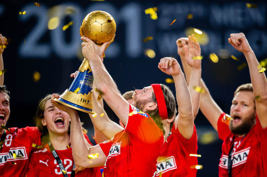 Mikkel Hansen of Denmark  celebrates