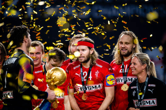 Mikkel Hansen of Denmark  celebrates