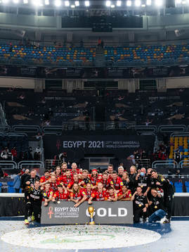 Denmark celebrate and pose for a picture