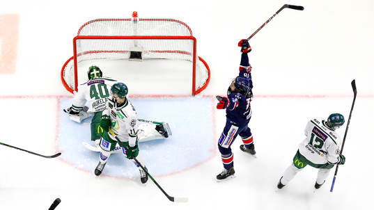 Linköpings Alexander Johansson jublar vid mål 3-1 av