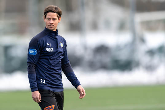 Halmstads Dusan Djuric före fotbollsmatchen i Svenska