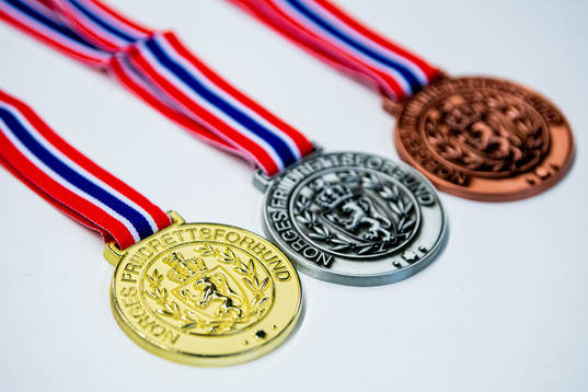 The gold, silver and bronze medals