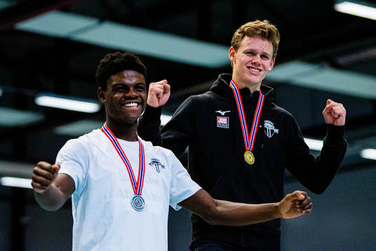 Abraham Sandvin Vogelsang and Sander Aae Skotheim celebrate