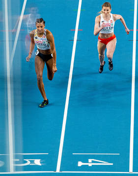 Nafissatou Thiam of Belgium and Adrianna Sulek of Poland